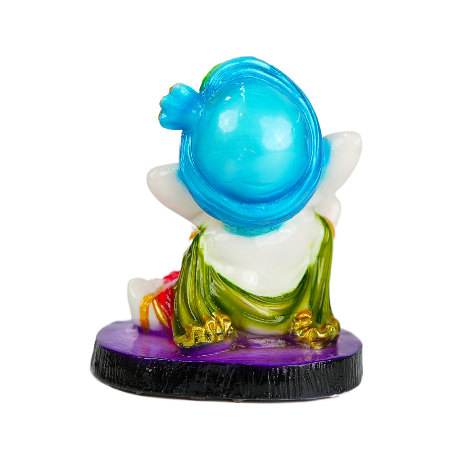 Cute Ganesha Statue Sculpture Hindu God Idol Handmade Figurine Good Luck Gift for  home, Mandir, Office, Pooja Table Prayer Figurine Resin Statue - Blue Cap & Purple Base