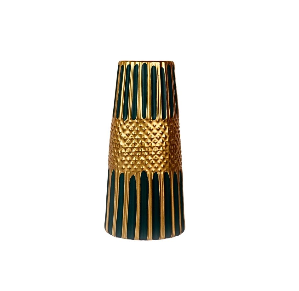 Elegant Black and Golden Flower Vase - Timeless Home Decor Accent