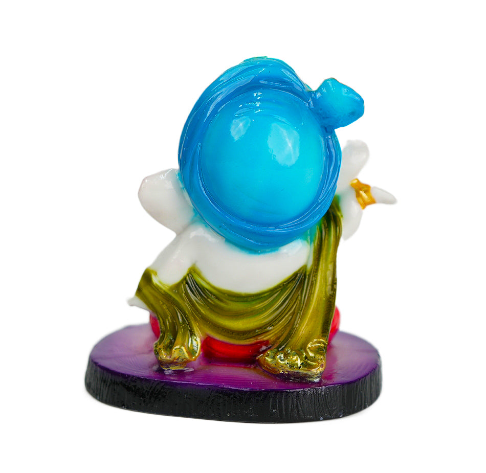 Cute Ganesha Statue Sculpture Hindu God Idol Handmade Figurine Good Luck Gift for  home, Mandir, Office, Pooja Table Prayer Figurine Resin Statue - Blue Cap & Purple Base