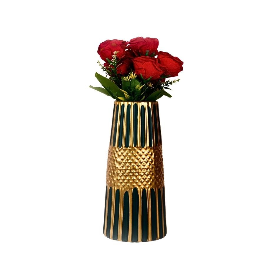 Elegant Black and Golden Flower Vase - Timeless Home Decor Accent