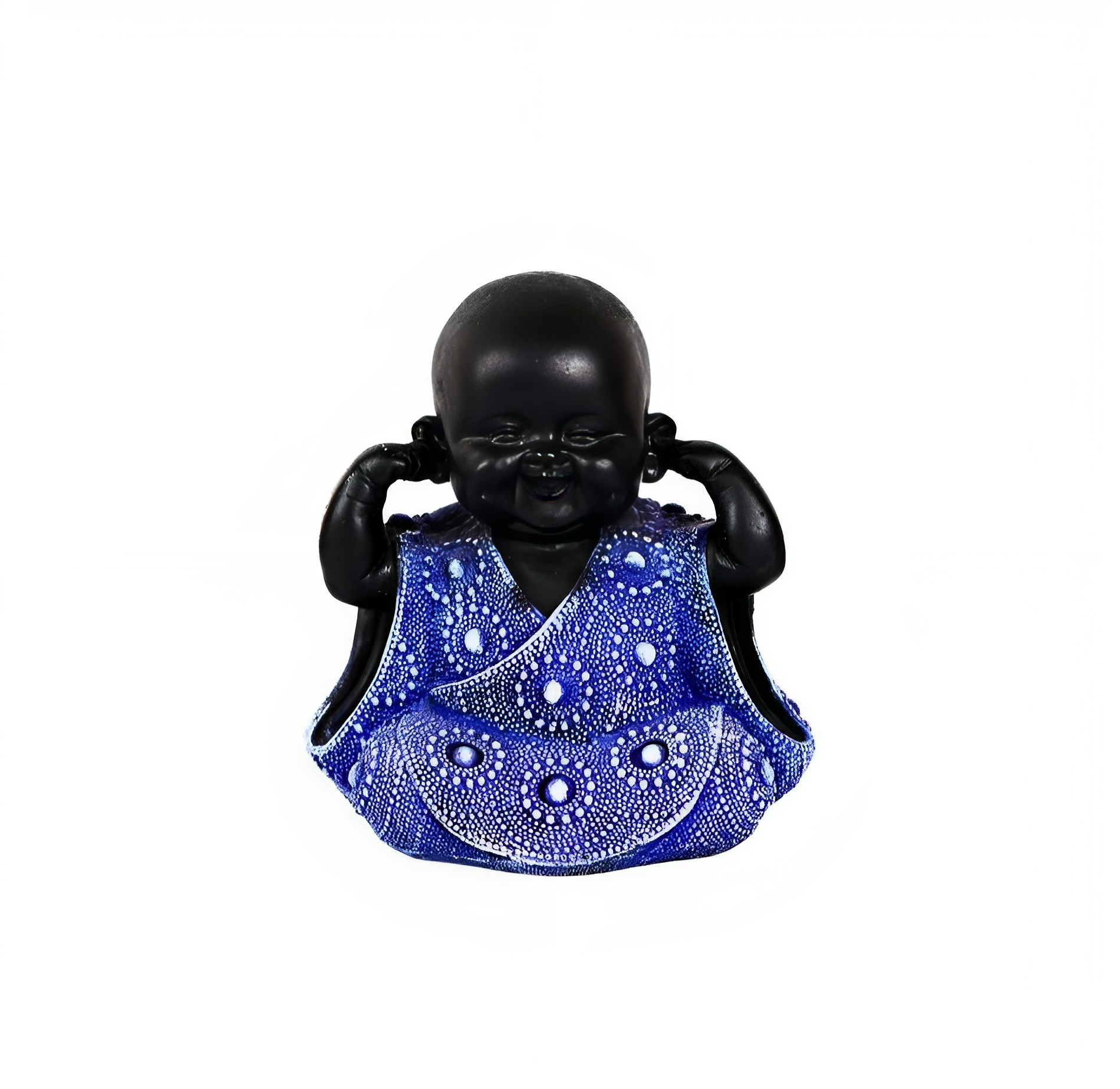 Small Buddha Monk Statues, Buddha Set of 3 Pcs - Blue and black