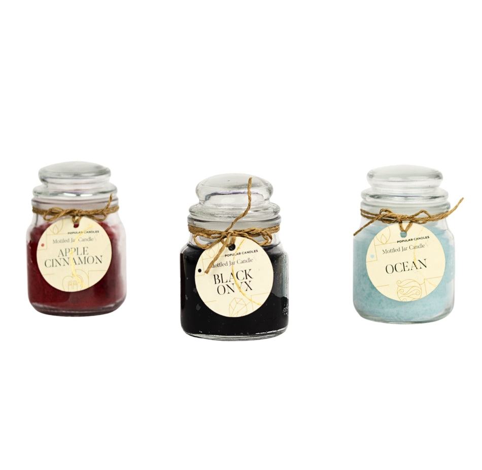 Popular Candles Mottled Scented Glass Jar Candle (Pack of Three)